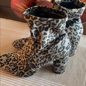 Leopard print ankle booties.